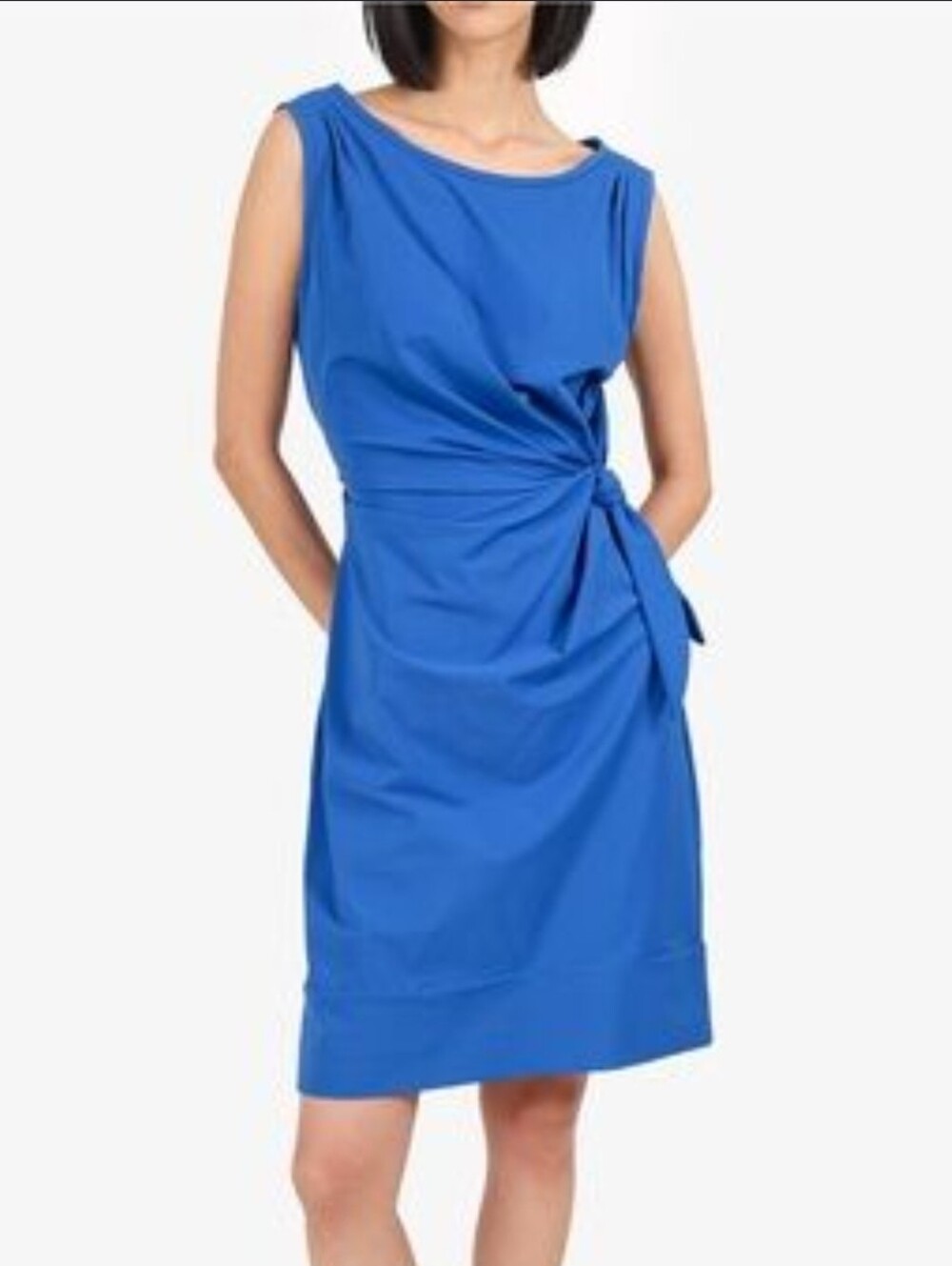 Diane Von Furstenberg Cobalt Blue Midi Sheath Dress with Side Knot